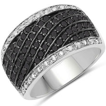 Load image into Gallery viewer, 0.79 Carat Genuine Black Diamond and White Diamond .925 Sterling Silver Ring
