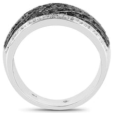 Load image into Gallery viewer, 0.79 Carat Genuine Black Diamond and White Diamond .925 Sterling Silver Ring
