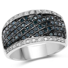 Load image into Gallery viewer, 0.80 Carat Genuine Blue Diamond and White Diamond .925 Sterling Silver Ring

