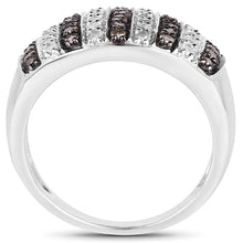 Load image into Gallery viewer, 0.83 Carat Genuine Champagne Diamond and White Diamond .925 Sterling Silver Ring
