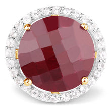 Load image into Gallery viewer, 13.10 Carat Dyed Ruby and White Topaz .925 Sterling Silver Ring
