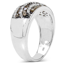 Load image into Gallery viewer, 0.64 Carat Genuine Champagne Diamond &amp; White Diamond .925 Sterling Silver Ring
