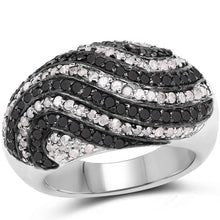 Load image into Gallery viewer, 1.26 Carat Genuine Black Diamond and White Diamond .925 Sterling Silver Ring
