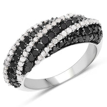 Load image into Gallery viewer, 1.25 Carat Genuine Black Diamond &amp; White Diamond .925 Sterling Silver Ring
