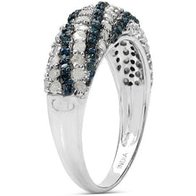 Load image into Gallery viewer, 1.25 Carat Genuine Blue Diamond and White Diamond .925 Sterling Silver Ring

