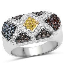 Load image into Gallery viewer, 0.61 Carat Genuine Multi Diamond .925 Sterling Silver Ring
