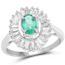 Load image into Gallery viewer, 2.16 Carat Genuine Zambian Emerald and White Topaz .925 Sterling Silver Ring
