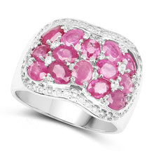 Load image into Gallery viewer, 3.04 Carat Genuine Ruby &amp; White Topaz .925 Sterling Silver Ring
