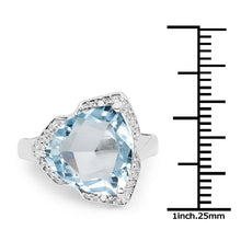 Load image into Gallery viewer, 8.30 Carat Genuine Blue Topaz &amp; White Diamond .925 Sterling Silver Ring
