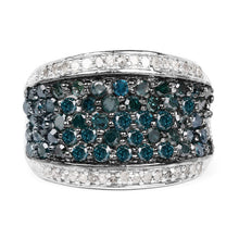 Load image into Gallery viewer, 1.38 Carat Genuine Blue Diamond and White Diamond .925 Sterling Silver Ring
