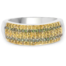 Load image into Gallery viewer, 0.43 Carat Genuine Green Diamond and Yellow Diamond .925 Sterling Silver Ring
