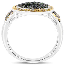 Load image into Gallery viewer, 0.44 Carat Genuine Green Diamond and Yellow Diamond .925 Sterling Silver Ring
