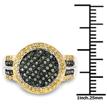 Load image into Gallery viewer, 0.44 Carat Genuine Green Diamond and Yellow Diamond .925 Sterling Silver Ring

