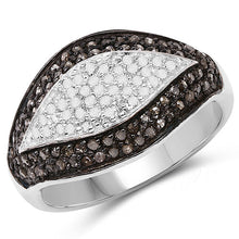 Load image into Gallery viewer, 0.50 Carat Genuine Champagne Diamond and White Diamond .925 Sterling Silver Ring
