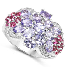 Load image into Gallery viewer, 2.91 Carat Genuine Tanzanite and Rhodolite .925 Sterling Silver Ring
