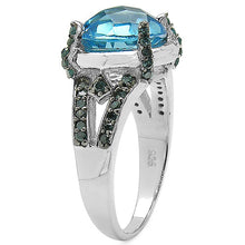 Load image into Gallery viewer, 5.43 Carat Genuine Swiss Blue Topaz &amp; Blue Diamond .925 Sterling Silver Ring
