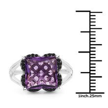 Load image into Gallery viewer, 4.58 Carat Genuine Amethyst &amp; Black Diamond .925 Sterling Silver Ring
