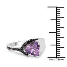Load image into Gallery viewer, 1.55 Carat Genuine Amethyst and Black Diamond .925 Sterling Silver Ring
