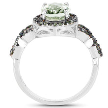 Load image into Gallery viewer, 2.09 Carat Genuine Green Amethyst &amp; Green Diamond .925 Sterling Silver Ring
