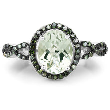 Load image into Gallery viewer, 2.09 Carat Genuine Green Amethyst &amp; Green Diamond .925 Sterling Silver Ring
