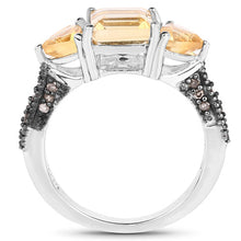 Load image into Gallery viewer, 2.71 Carat Genuine Citrine and Champagne Diamond .925 Sterling Silver Ring
