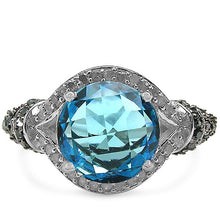 Load image into Gallery viewer, 4.96 Carat Genuine Blue Topaz, Blue Diamond &amp; White Diamond .925 Sterling Silver Ring
