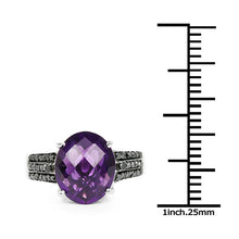 Load image into Gallery viewer, 3.96 Carat Genuine Amethyst &amp; Black Diamond .925 Sterling Silver Ring
