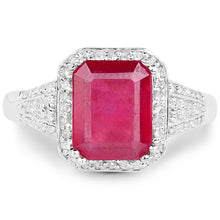 Load image into Gallery viewer, 4.55 Carat Glass Filled Ruby and White Topaz .925 Sterling Silver Ring
