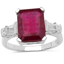 Load image into Gallery viewer, 4.30 ct. t.w. Glass Filled Ruby and White Topaz Ring in Sterling Silver
