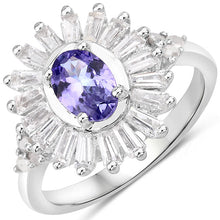 Load image into Gallery viewer, 2.01 Carat Genuine Tanzanite and White Topaz .925 Sterling Silver Ring
