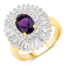 Load image into Gallery viewer, 3.20 Carat Genuine Amethyst and White Topaz .925 Sterling Silver Ring
