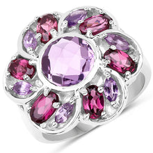 Load image into Gallery viewer, 3.52 Carat Genuine Amethyst &amp; Rhodolite .925 Sterling Silver Ring
