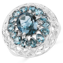 Load image into Gallery viewer, 5.98 Carat Genuine London Blue Topaz .925 Sterling Silver Ring
