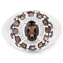 Load image into Gallery viewer, 1.90 Carat Genuine Smoky Quartz .925 Sterling Silver Ring
