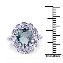 Load image into Gallery viewer, 5.41 Carat Genuine London Blue Topaz and Tanzanite .925 Sterling Silver Ring
