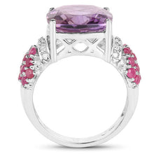 Load image into Gallery viewer, 6.55 Carat Genuine Amethyst, Ruby and White Topaz .925 Sterling Silver Ring
