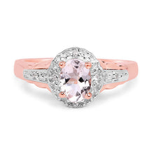 Load image into Gallery viewer, 14K Rose Gold Plated 0.73 Carat Genuine Morganite &amp; White Topaz .925 Sterling Silver Ring
