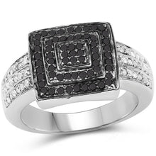 Load image into Gallery viewer, 0.55 Carat Genuine Black Diamond and White Diamond .925 Sterling Silver Ring
