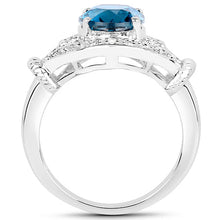 Load image into Gallery viewer, 3.26 Carat Genuine London Blue Topaz &amp; White Diamond .925 Sterling Silver Ring
