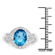 Load image into Gallery viewer, 3.26 Carat Genuine London Blue Topaz &amp; White Diamond .925 Sterling Silver Ring
