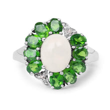 Load image into Gallery viewer, 2.93 Carat Genuine Ethiopian Opal, Chrome Diopside &amp; White Topaz .925 Sterling Silver Ring
