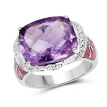 Load image into Gallery viewer, 8.86 Carat Genuine Amethyst &amp; White Topaz .925 Sterling Silver Ring
