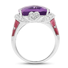 Load image into Gallery viewer, 8.86 Carat Genuine Amethyst &amp; White Topaz .925 Sterling Silver Ring
