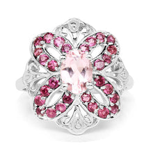 Load image into Gallery viewer, 1.82 Carat Genuine Morganite &amp; Rhodolite .925 Sterling Silver Ring
