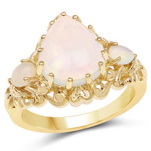 Load image into Gallery viewer, 14K Yellow Gold Plated 3.26 Carat Genuine Ethiopian Opal .925 Sterling Silver Ring
