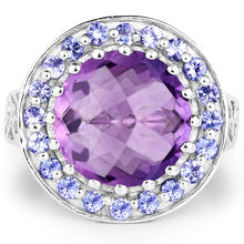 Load image into Gallery viewer, 5.95 Carat Genuine Amethyst and Tanzanite .925 Sterling Silver Ring

