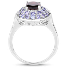 Load image into Gallery viewer, 2.56 Carat Genuine Garnet &amp; Tanzanite .925 Sterling Silver Ring
