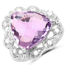Load image into Gallery viewer, 8.86 Carat Genuine Amethyst and White Zircon .925 Sterling Silver Ring
