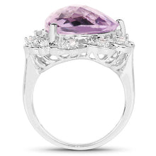 Load image into Gallery viewer, 8.86 Carat Genuine Amethyst and White Zircon .925 Sterling Silver Ring

