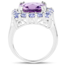 Load image into Gallery viewer, 6.63 Carat Genuine Amethyst and Tanzanite .925 Sterling Silver Ring
